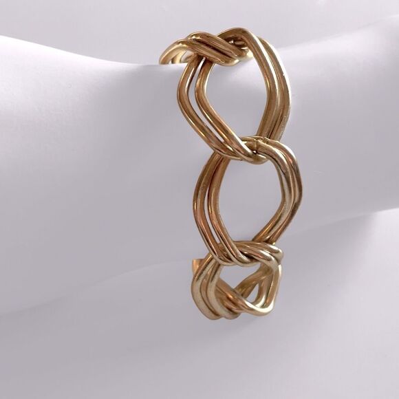 Gold Chunky Double Chain Link Bracelet - Picture 2 of 3